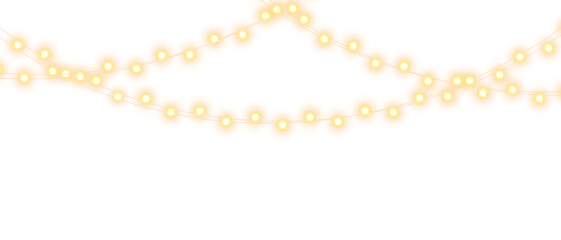 PNG Christmas garland lights, glowing string bulbs festive holiday decoration