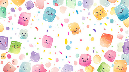 Obraz premium watercolor painting kawaii cute confetti piece