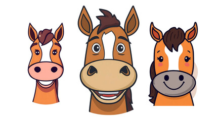 Obraz premium Cute vector cartoon illustration of a cute brown horse character