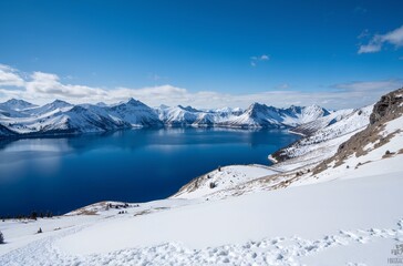 snow covered mountains in winter