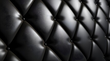 Naklejka premium Black leather tufted upholstery texture background for sofa design