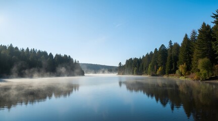 Fototapeta premium reflection of trees in lake