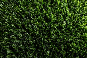 A detailed closeup view of a vast, lush green field of grass