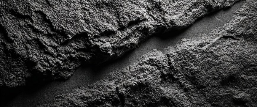 This is a black and white photograph that captures a rock texture in detail