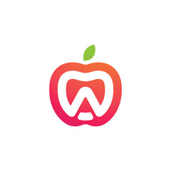 Apple Fruit With Leaf Organic Logo Icon Design