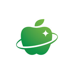 Minimalist Green Apple Fruit Logo Vector Illustration