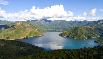 Panoramic mountain lake view (1)