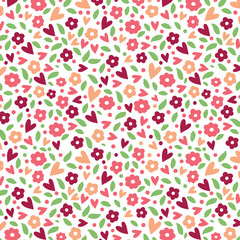 Seamless childish pattern with fairy flowers. Creative kids city texture for fabric, wrapping, textile, wallpaper, apparel. Seamless pattern with creative decorative flowers in scandinavian style.
