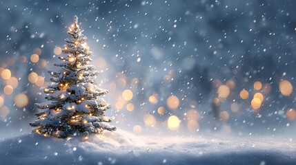 Obraz premium Dreamy festive Christmas bokeh background with large soft glowing light orbs, fully blurred winter scene with wide copy space for greeting cards banners web headers and product mockups
