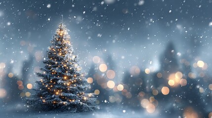 Dreamy festive Christmas bokeh background with large soft glowing light orbs, fully blurred winter scene with wide copy space for greeting cards banners web headers and product mockups
