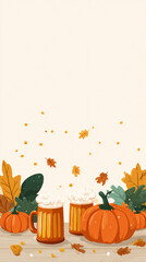 Autumn Scene with Pumpkins and Beer