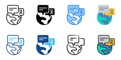 Language week icon set multiple style collection 
