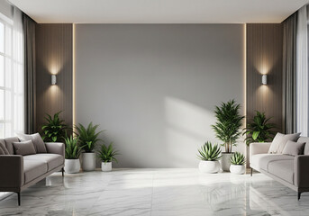 Modern interior design with furniture concept background.