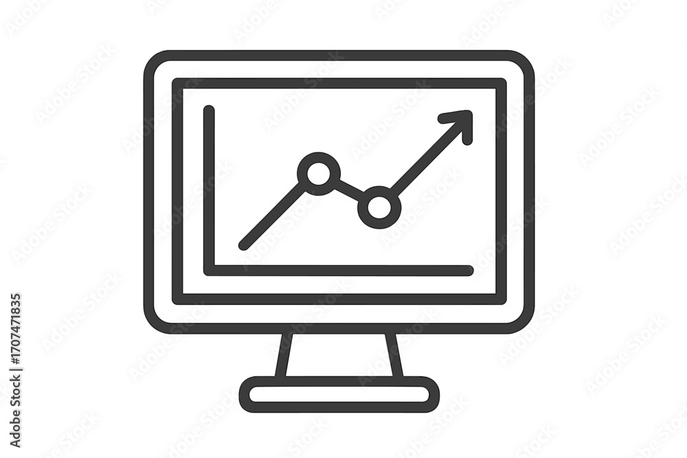 Poster monitor with growth chart icon. business data analysis concept. financial statistics graph on comput