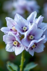 Purple Flowers with White Petals and Green Stems