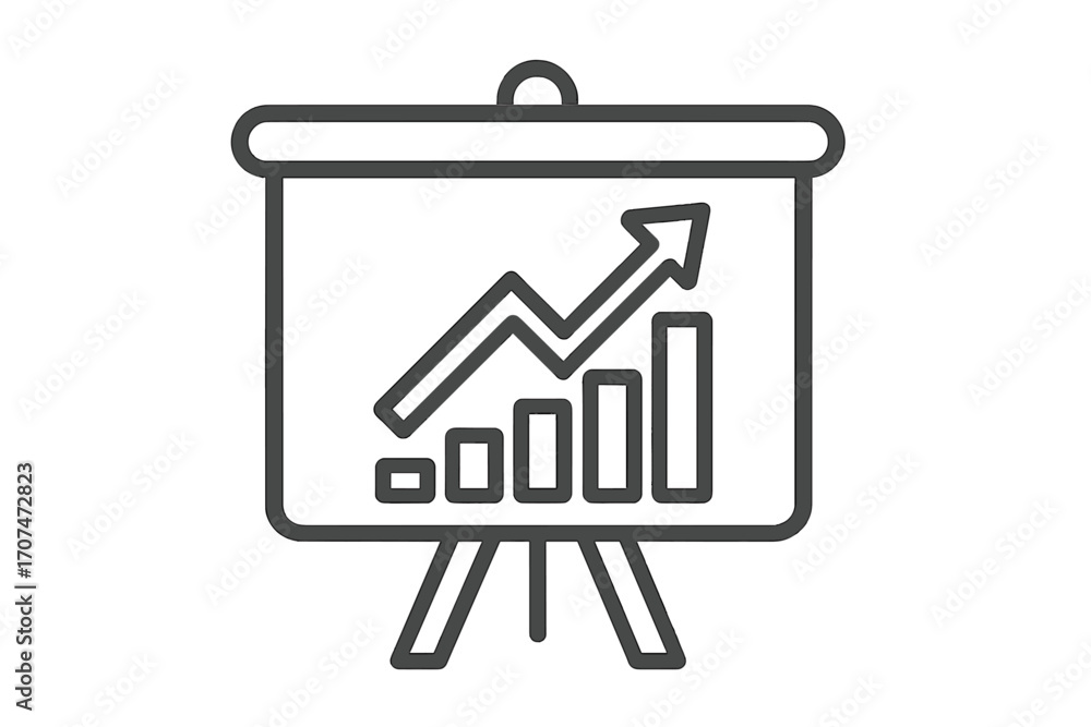 Aufkleber presentation board with growth chart icon. business success and financial progress concept. data ana