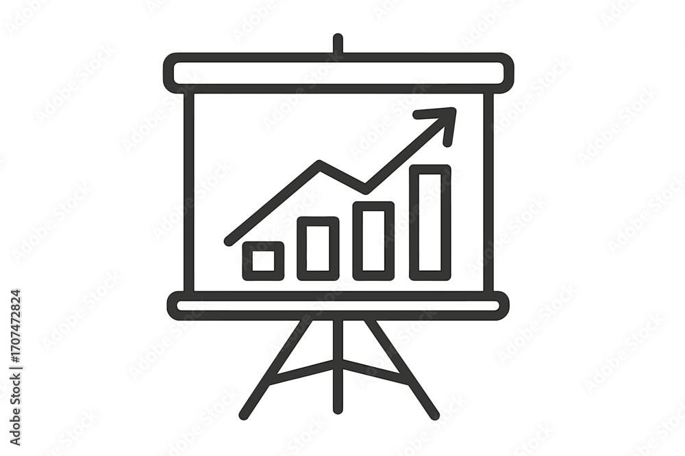 Poster business growth chart on presentation screen. finance data analysis graph. success, profit, and prog