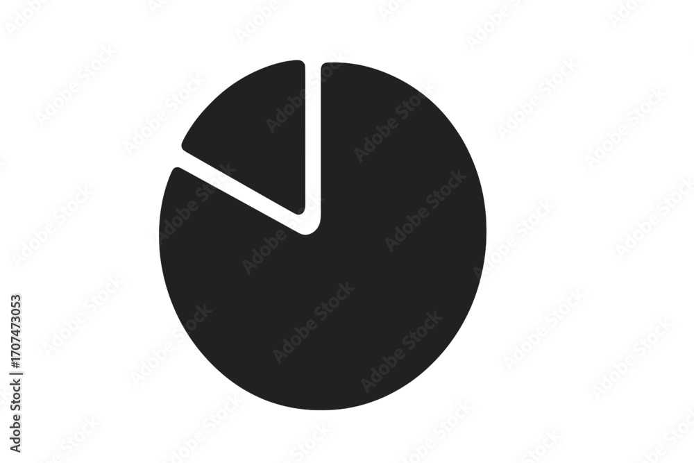 Poster pie chart vector icon for business data report and financial analysis. simple flat silhouette diagra