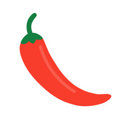 A vibrant flat illustration of a red chili pepper, ideal for adding a spicy touch to culinary designs, food-related projects, or branding materials.