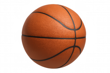 Photorealistic 3d rendering of a basketball rotating on a transparent background, perfect for sports-themed projects