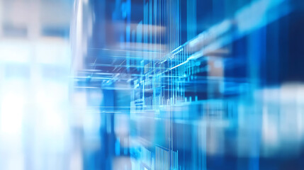 Abstract digital network with glowing blue data streams and futuristic interface elements