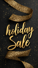 Elegant Holiday Sale Banner with Gold Glitter