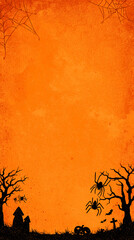 Halloween Background with Spiders and Webs