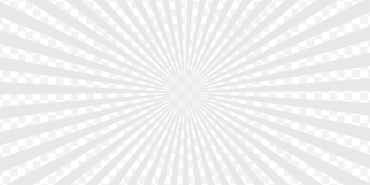 White and gray sun ray pattern design. Vintage sun ray illustration with swirling lines.