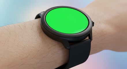 Wearable Tech Smartwatch with Green Screen Display for Creative Mockups