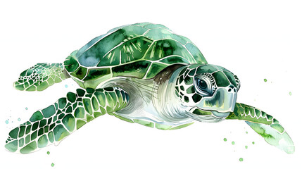 watercolor painting kawaii cute sea turtle