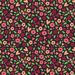 Seamless childish pattern with fairy flowers. Creative kids city texture for fabric, wrapping, textile, wallpaper, apparel. Seamless pattern with creative decorative flowers in scandinavian style.
