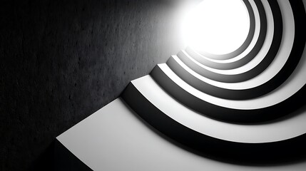 Futuristic monochrome arc tunnel minimal abstract style high resolution image