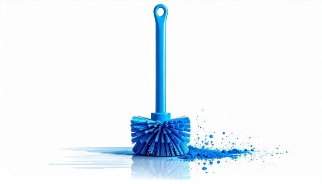 blue cleaning brush on white 