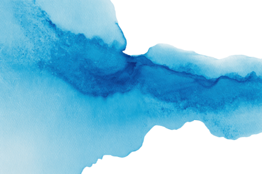 Abstract light blue ink flow brush shape transparent PNG isolated background. Vibrant, vivid, colorful art, bright swirl texture design