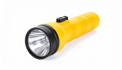 yellow flashlight isolated on white