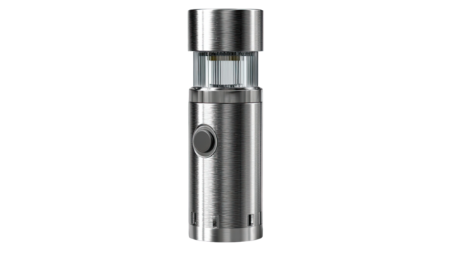 Metallic, cylindrical vaporizer with top light