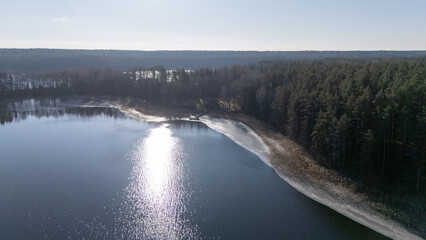Aerial View of Serene Lake and Forest