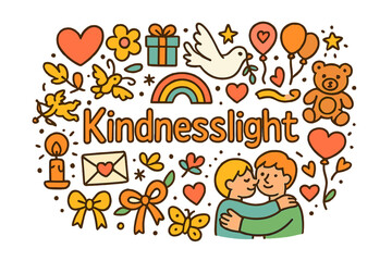 Kindnesslight Doodle Illustration. Kindnesslight. Hand-drawn doodle illustration of Kindnesslight. hearts,