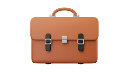 Stylish caramel briefcase icon conveying professionalism and business readiness for success and career opportunities on transparent background