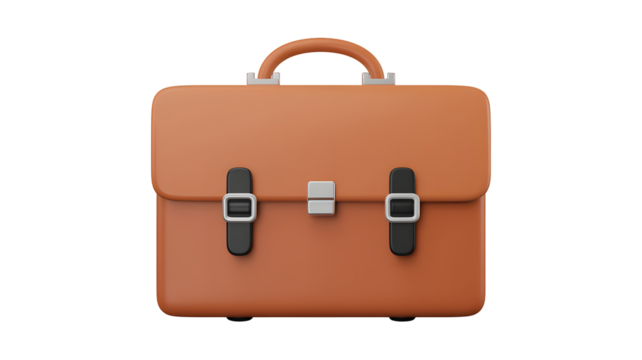 Stylish caramel briefcase icon conveying professionalism and business readiness for success and career opportunities on transparent background