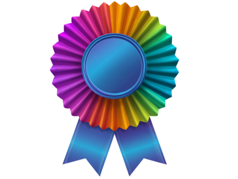 Satin Ribbon Award with Rosette, Transparent Background