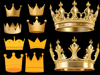 Crown icon - Gold crown with transparent background - 1