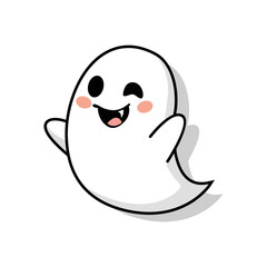 Obraz premium Happy Kawaii Ghost Cartoon Character for Halloween