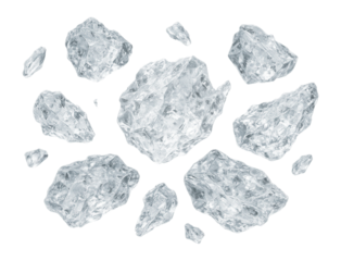 Crushed ice pieces with sharp, irregular edges