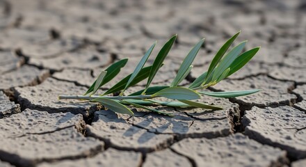 Olive Branch Dried Soil An olive branch placed over dried soil conveying hopeful symbolism and a message of peace