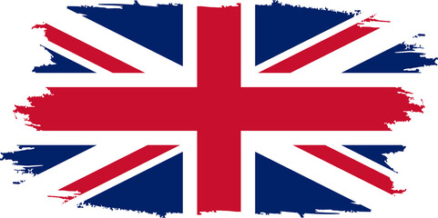 uk flag with grunge style or brush stroke effect. isolated on transparent background © dedikw