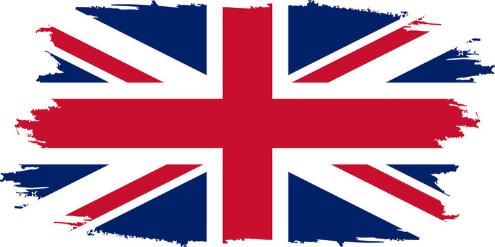 uk flag with grunge style or brush stroke effect. isolated on transparent background