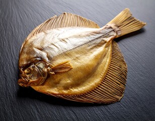 Smoked fish on dark surface