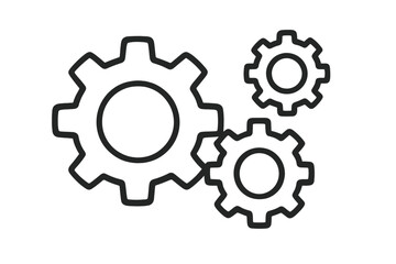 Gears icon vector. Cogwheel mechanism illustration. Concept of teamwork, progress, collaboration. System settings, configuration, and options. Industrial process line symbol.