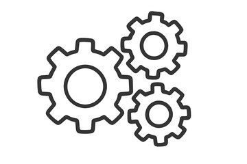 Gears icon vector. Cogwheel mechanism concept. Teamwork and collaboration symbol. Industrial progress, engineering and development idea. Machine technology, system process.